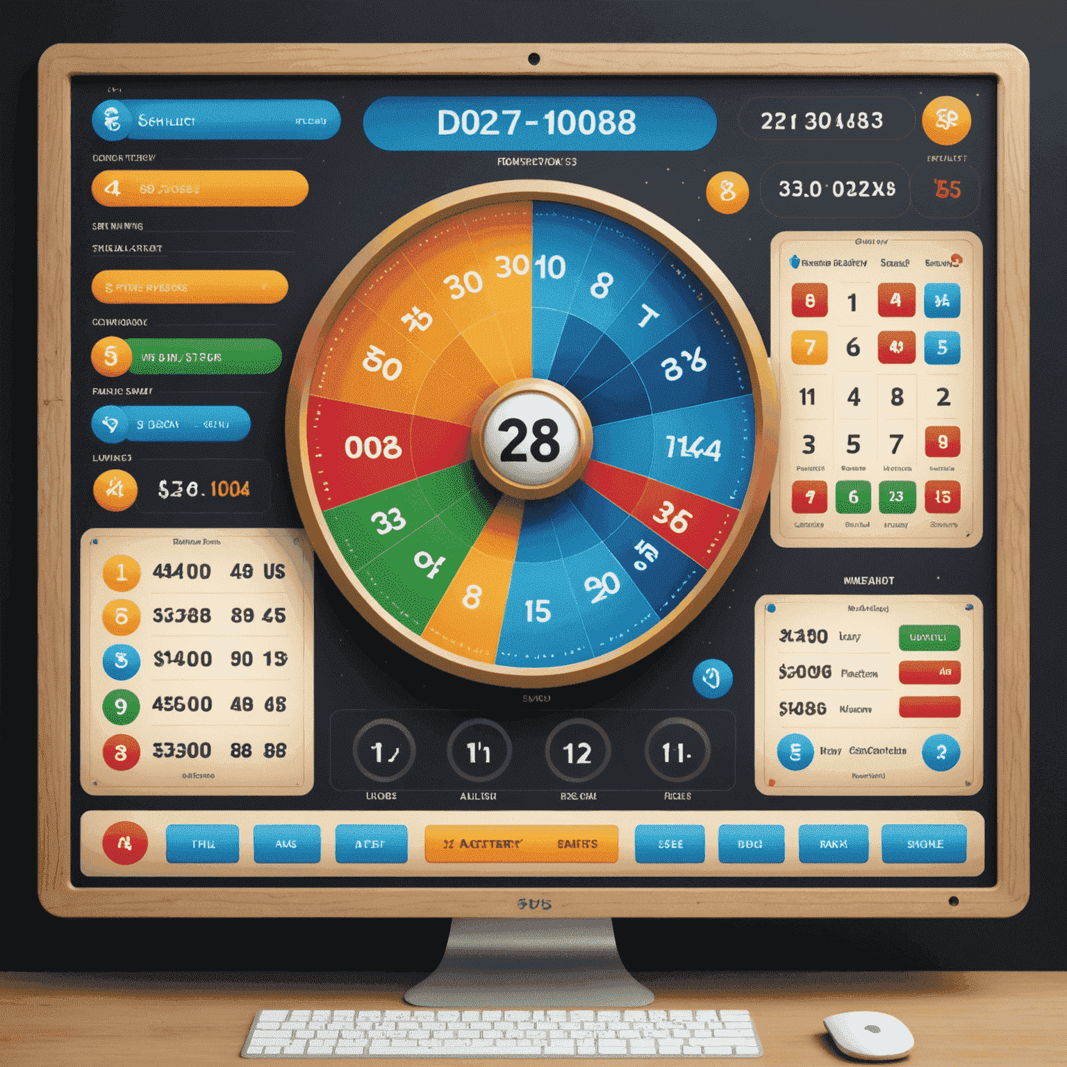 Interactive dashboard showcasing various lottery tools and number selection interfaces