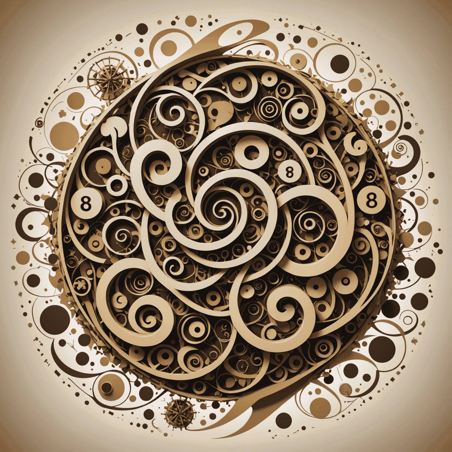 Abstract image representing randomization with swirling patterns of numbers and symbols