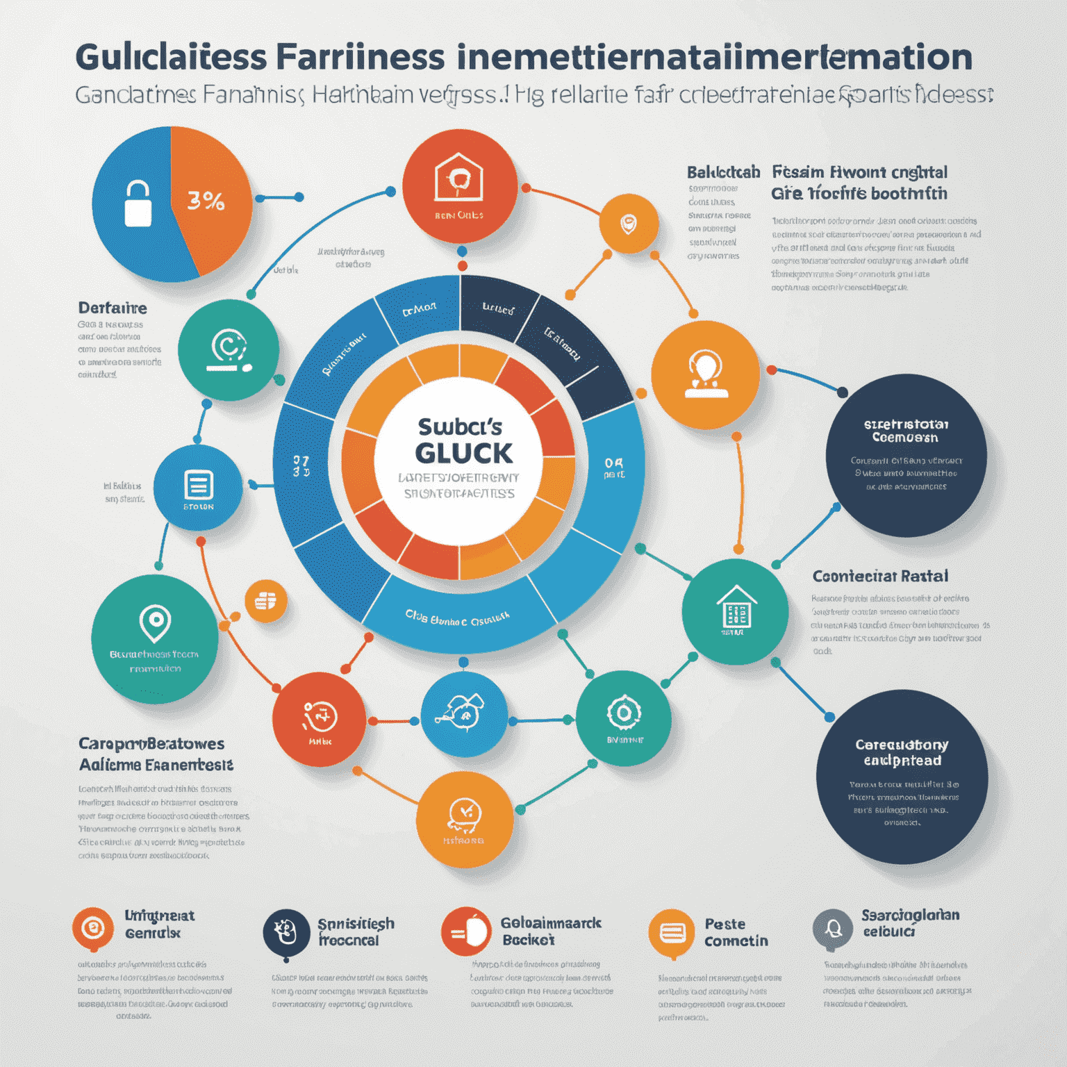 An infographic showing Fang Luck's fairness implementation process, featuring icons for random number generation, transparent algorithms, third-party audits, real-time verification, and blockchain integration.