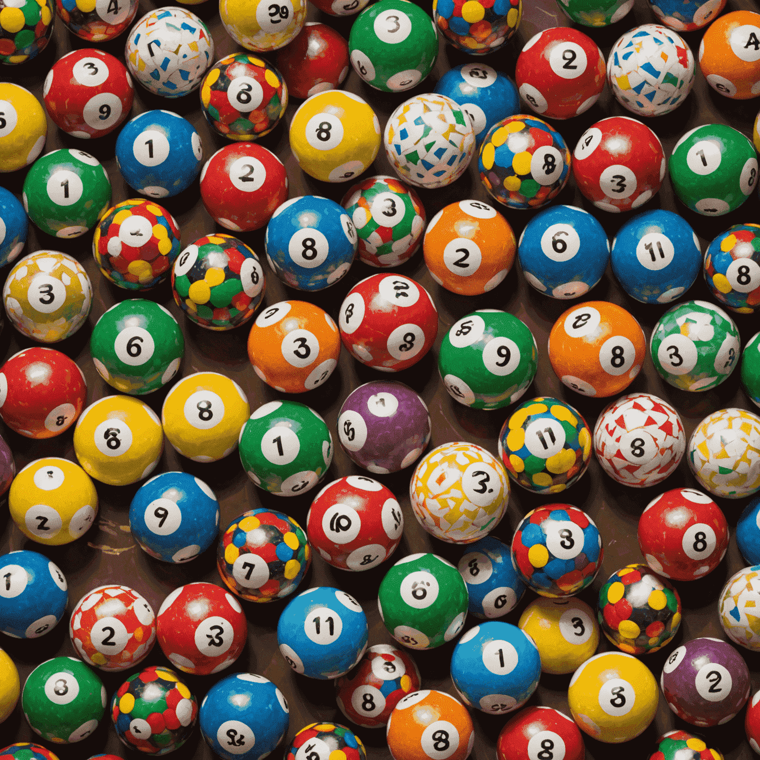 Abstract image representing random selection with colorful lottery balls and swirling patterns